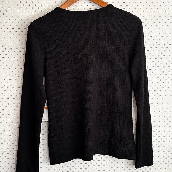 Calvin Klein Womens Cut Out Blouse S Black NWT Shirt Top Minimalist Career Work - Picture 6 of 11